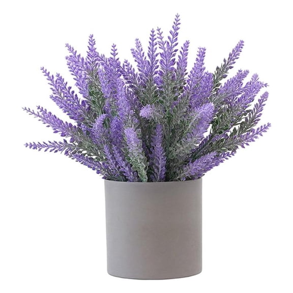Purple Artificial Lavender Flowers with Pot, Fake Lavender Potted Plant, Decoration for Home Office Garden Wedding