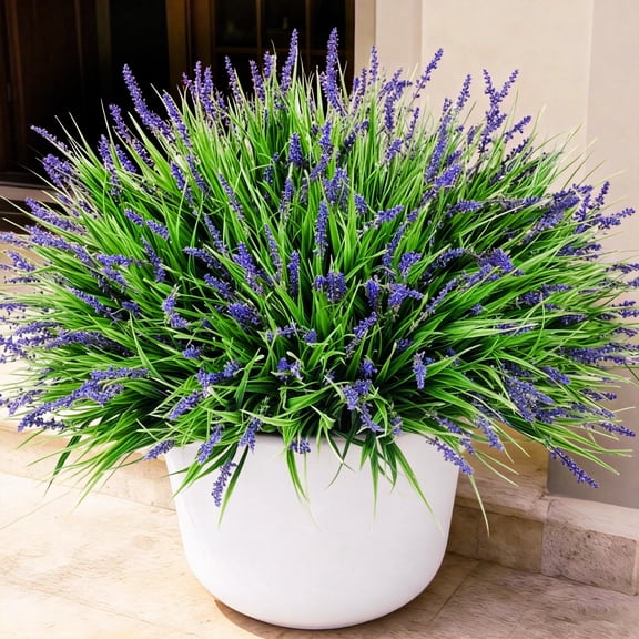 Purple Artificial Monkey Grass Plants 20 Pack Outdoor UV Resistant Decor
