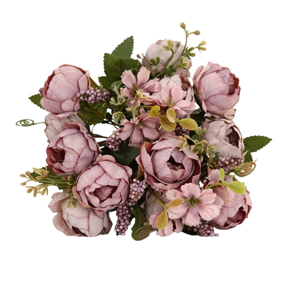 Purple Artificial Peony Bouquet, Realistic Faux Flowers Arrangement - Vivid Purple Blooms With Natural Stem Design, Lifelike Petal Texture, Decorative Faux Floral Bouquet - For