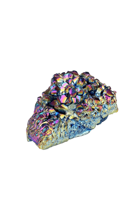 Purple Aura Titanium Quartz Crystal Cluster,Drusy Flame Geode Gemstone for Collection Display