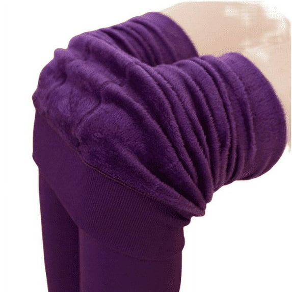 Purple Autumn And Winter Padded Plus Velvet Leggings Women's High Waist Large Size Pearl Velvet Foot Warm Pants