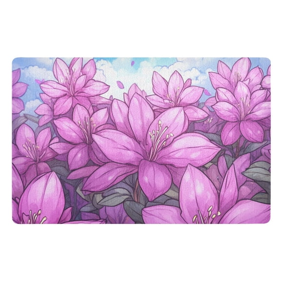 Purple Azalea Flower Floor Door Mat Outdoor Indoor for Home Entrance Welcome Mats 32"x20"