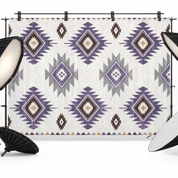Purple Aztec Backdrop for Photography,Fabric Photo Background Backdrop,Southwest Boho Abstract Gray Geometric Photo Booth Background for Portrait Photoshoot Video Wedding Decoration Banner 10x8ft