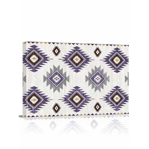 Purple Aztec Wall Art for Living Room,Canvas Picture Wall Decor for Bathroom Bedroom,Southwest Boho Abstract Gray Geometric Painting Artwork for Office Kitchen Hallway Dining Room Home Decor 16"x20"
