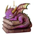 thumbnail image 1 of Purple Baby Dragon Sleeping on Books Ornament - 3.54" Acrylic Bookish Gift for Woman - Cute Fantasy Animal Hanging Decor for Christmas Tree, Living Room, Car Rearview Mirror Charm, 1 of 5