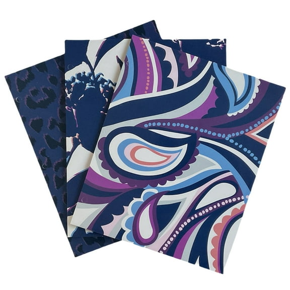 Purple Back to School Folders 2 Pocket Portfolios Paisley Floral Cheetah Set of 3 Designer Patterns Laminated