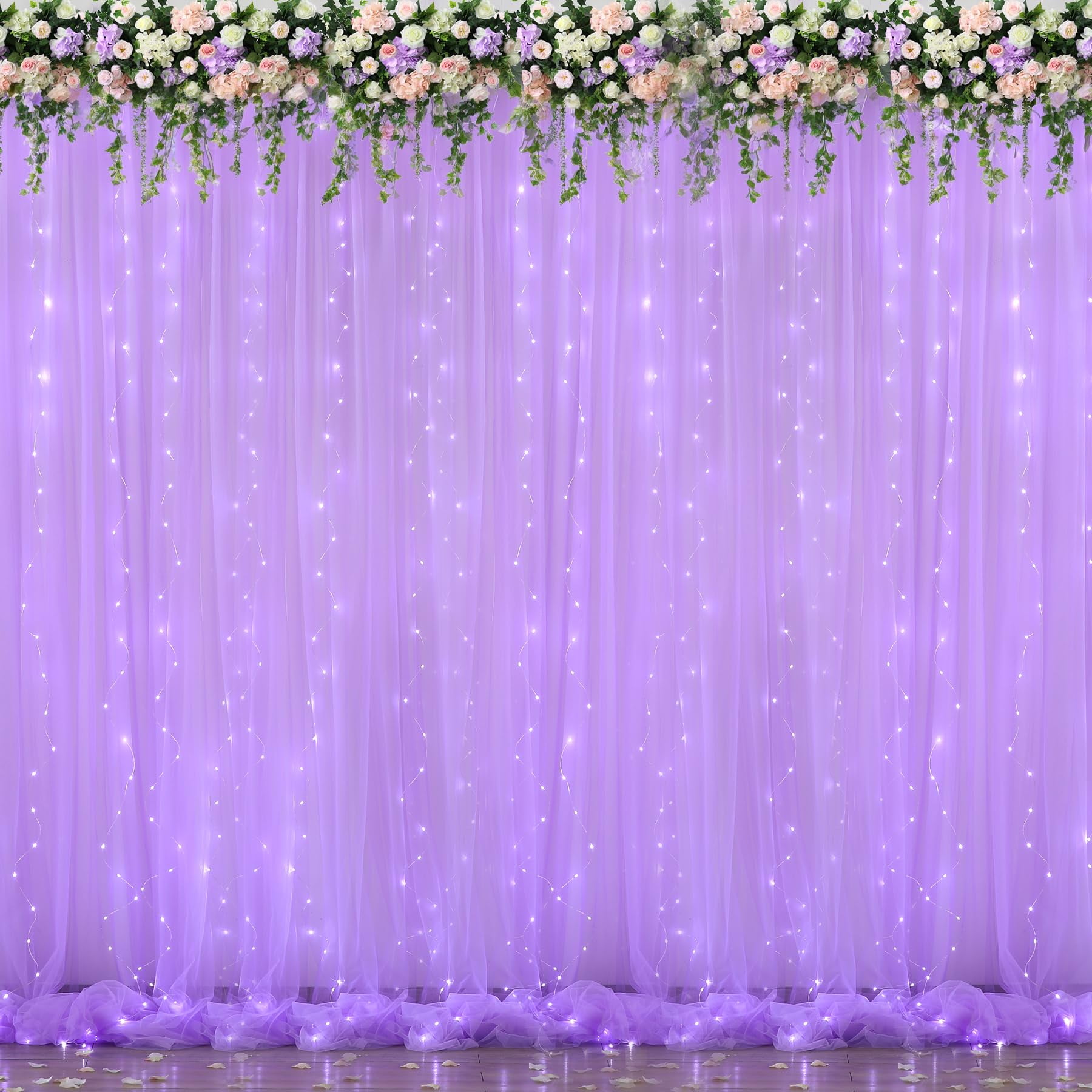 Purple Curtain Elegance Round Birthday Backdrop