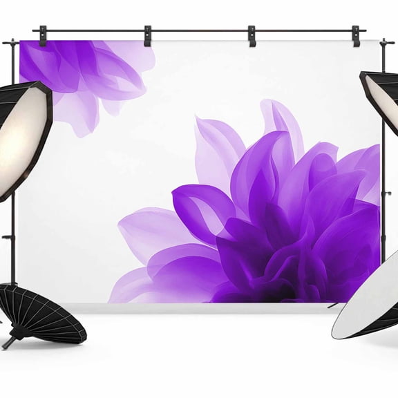 Purple Backdrop for Photography,Fabric Photo Background Backdrop,Boho Modern Floral Abstract Ombre Leaf White Photo Booth Background for Portrait Photoshoot Video Wedding Decoration Banner 10x8ft