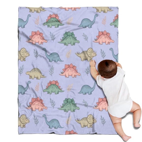 Purple Background Dinosaur Pattern Blanket,Comfortable Soft Lamb Wool Throw Blanket,All Season,Warm Lightweight Blankets for Sofa Bed Couch Living Room Chair,30"x40"
