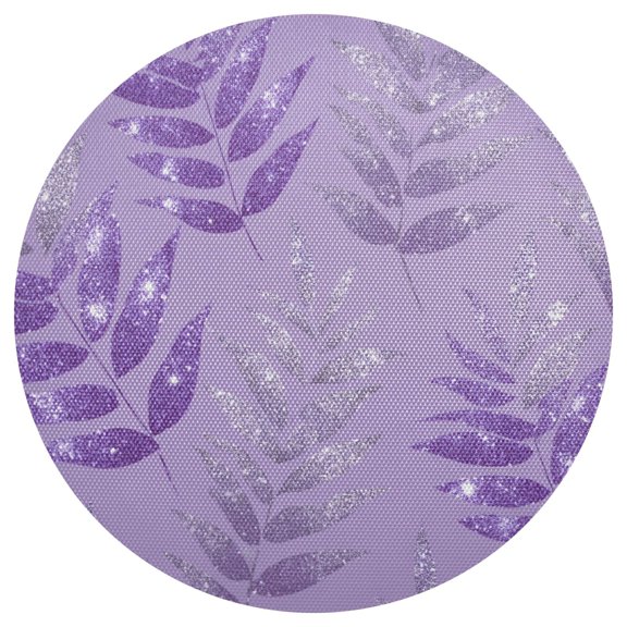 Purple Background Glitter Fern Background PVC Round Grid Placemat Table Mat 1 Pc 15.4" x 15.4"