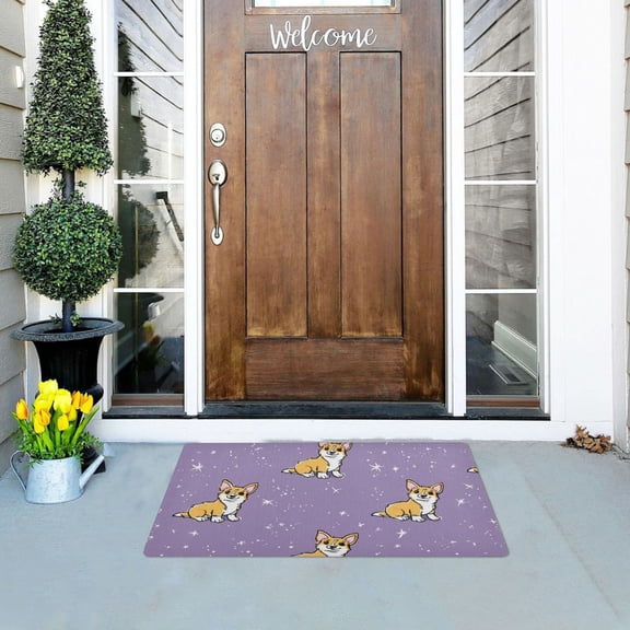 Purple Background Shining Stars Dogs Doormats Welcome Mats Gate Pads Entryway Outdoor 32" x 20"