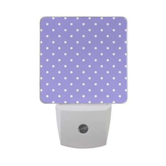 Purple Background White Dots LED Night Light Sensor Lamp Plug-in Adjustable Brightness 2 Pack
