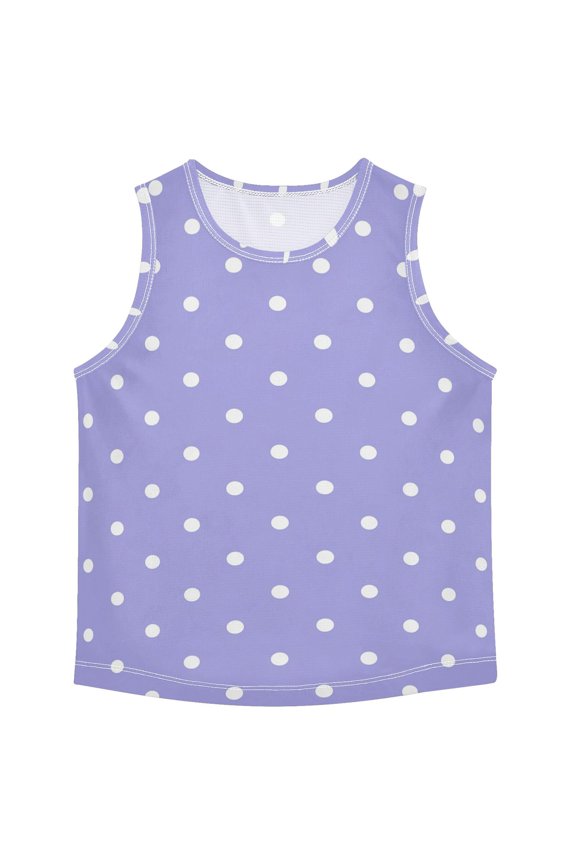 Purple Background White Dots Vest Undershirt Tank Top Sleeveless Quick Dry 6Y