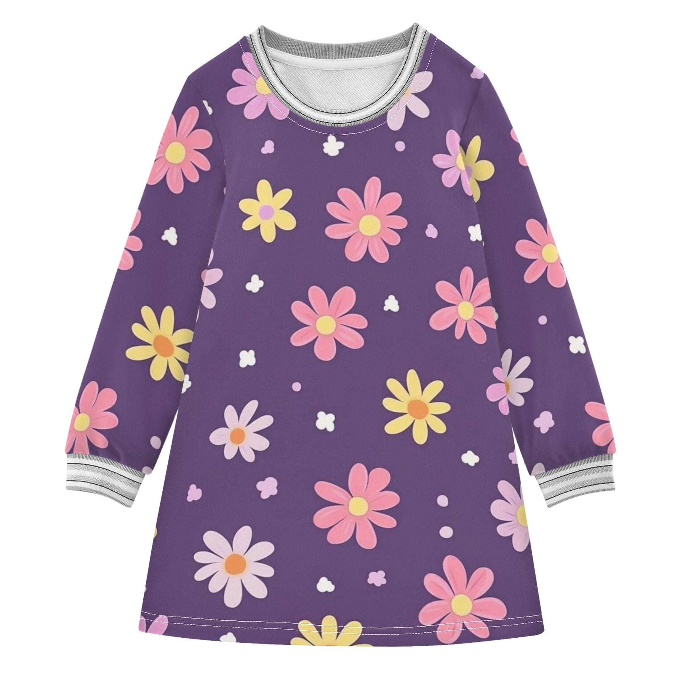 Purple Polar Bear Long Sleeve Dress - 2 Left Size 6-8 & 8-10 years