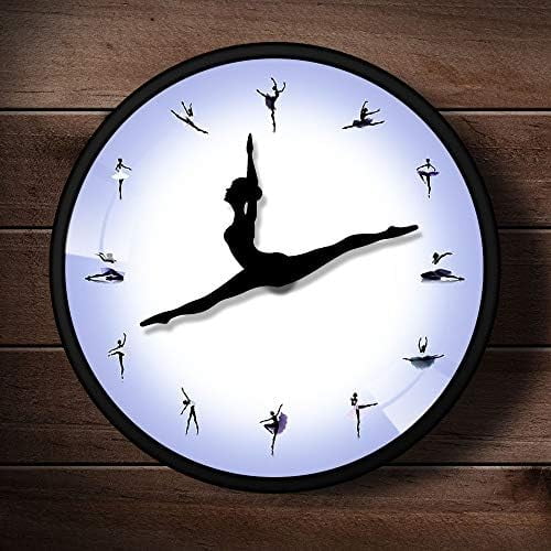 Purple Ballerina Metal Frame Wall Clock with Dancing Needle Arrows, Silent Non-Ticking Quartz Ballet Dance Metal Clock for Dancers Living Room Bedroom Office School Dancing Studio Room