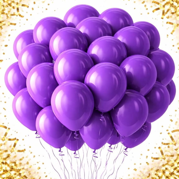 Purple Balloons 100 Pack, 12 Inch Latex Party Balloons, Round Helium Balloons for Graduation Wedding Birthday Halloween Party Decorations