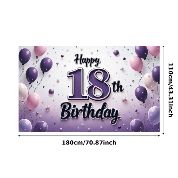 Purple Balloons Happy Birthday Banner Decorative Design Milestone Celebration Birthday Backdrop for Birthday Party Celebration Indoor Decoration Event