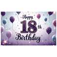 thumbnail image 1 of Purple Balloons Happy Birthday Banner Decorative Design Milestone Celebration Birthday Backdrop for Birthday Party Celebration Indoor Decoration Event, 1 of 8