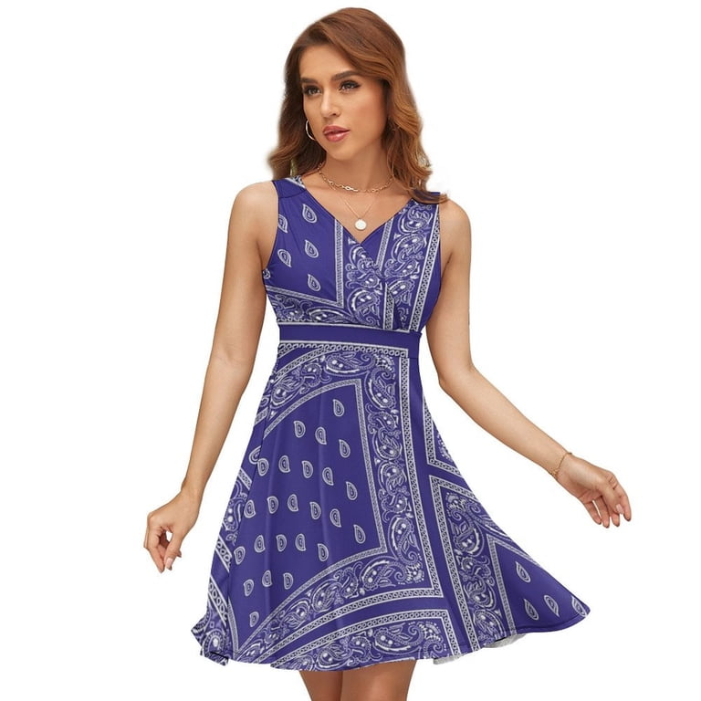 purple bandana dress SFNEEWHO Bandana Purple Boho Hawaiian Spaghetti Strap Mini Cami Dress 22.99