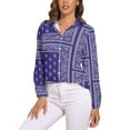 thumbnail image 1 of Purple Bandana Long Sleeve Blouse Woman Streetwear Casual Shirts Summer Oversize Woman Streetwear Clothing Birthday Present, 1 of 7