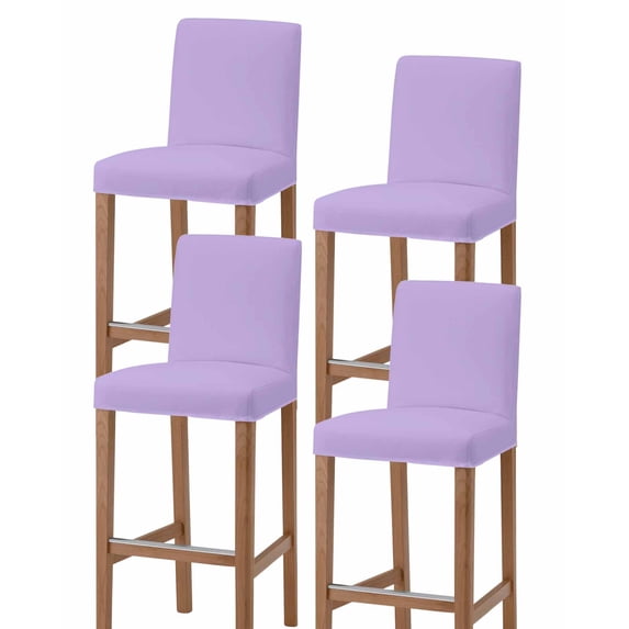 Purple Bar Stool Covers Set of 4, Modern Pure Lavender Purple Stretch Washable Bar Chair Covers with Backs, Removable Pub Counter Height Chair Cover for Kitchen Dining Room Cafe