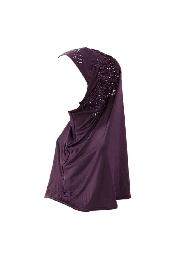 Purple Baseball Caps Hijab Double Loop Slip On Scarf Pull Over Crepe Convenient Shawl Headscarf