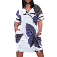 thumbnail image 1 of Purple Basil Leaf Seamless Pattern Women's Summer Short Sleeve Casual Dresses Party Dress, 1 of 5