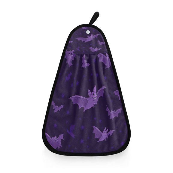 Purple Bat Hanging Towel Hand Towel 16.53x12.20in Quick-Drying for Kitchen and Bathroom Use