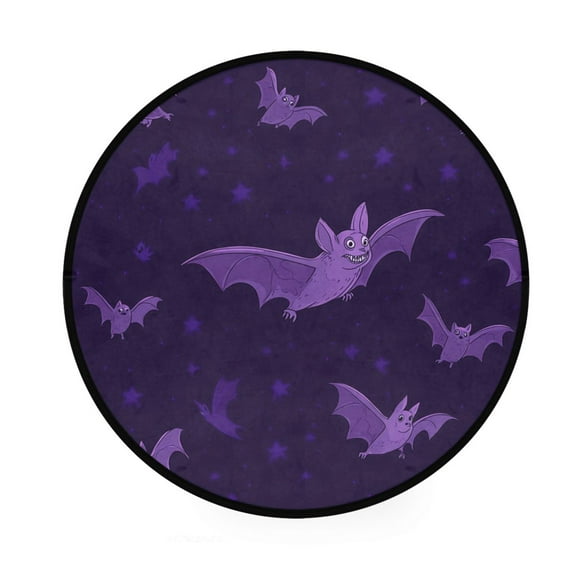 Purple Bat Memory Foam Bath Mat 36" Absorbent Rug with Non Slip Base and 4 Bonus Pads