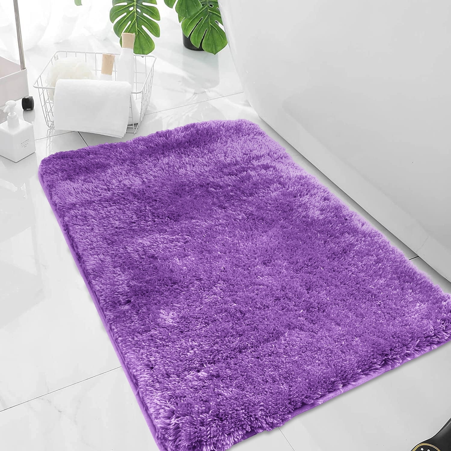 Yimobra Luxury Chenille Bathroom Rugs Sets 2 Piece, Extra Thick Non Slip  Quick Dry Bath Mat for Shower Floor, Fluffy Shaggy Microfiber Absorbent