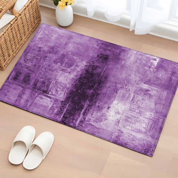 Purple Bathroom Rug Washable 2x3 Entryway Rug Non Slip Retro Oil Painting Modern Abstract Art Aesthetics Front Door Mat Low Pile Indoor Doormat Throw Floor Carpet for Kitchen Bedroom Entrance