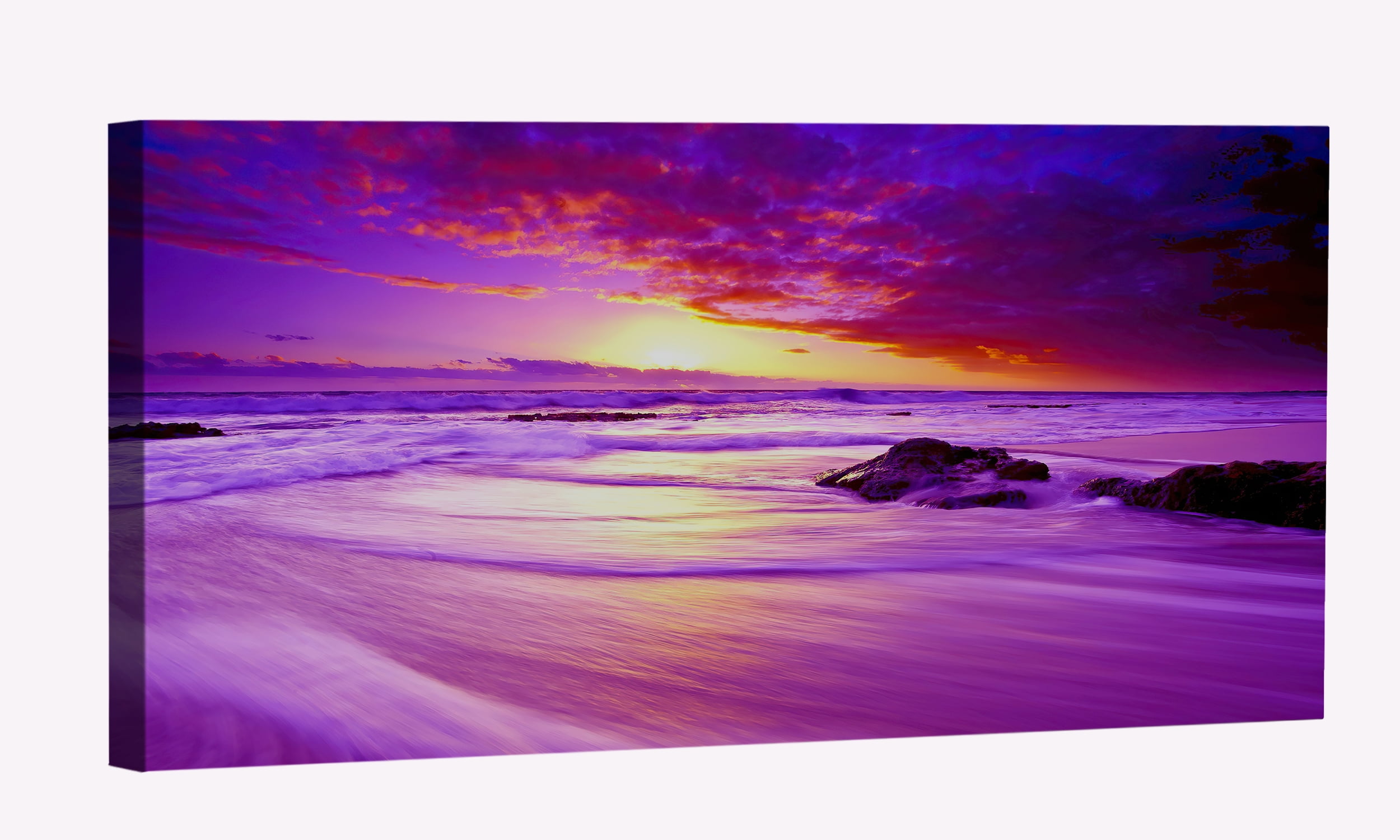 Purple Beach Sunset Canvas Art Beach Sunset Picture Wall Art Beach ...