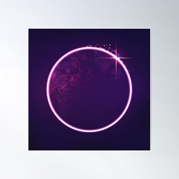 Purple Beam Eclipse Astronomy Poster Wall Art, Modern Wall Decor, 16x16 UNFRAMED