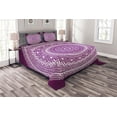 thumbnail image 1 of Purple Bedspread Set Queen Size, Ombre Mandala Art Print Vibrant Floral Pattern Boho Hippie Inspired Design, Quilted 3 Piece Decor Coverlet Set with 2 Pillow Shams, Purple and White, by Ambesonne, 1 of 3
