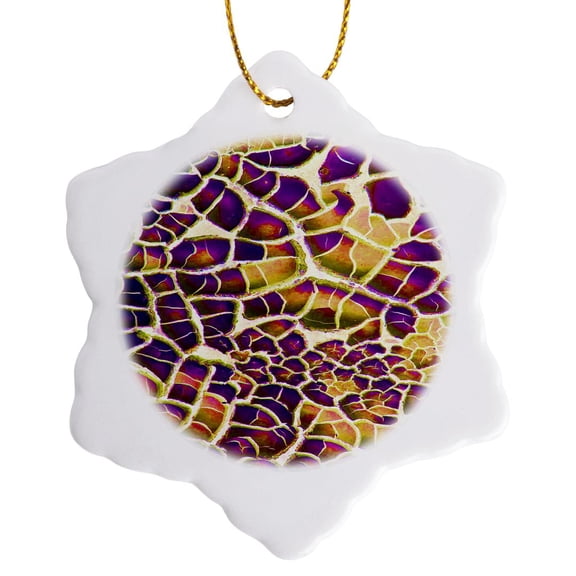 3drose, Purple Beige Art Deco Facade, 3 inch Snowflake Porcelain Ornament