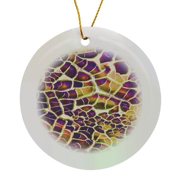 3drose, Purple Beige Art Deco Facade, Circle Porcelain Ornament