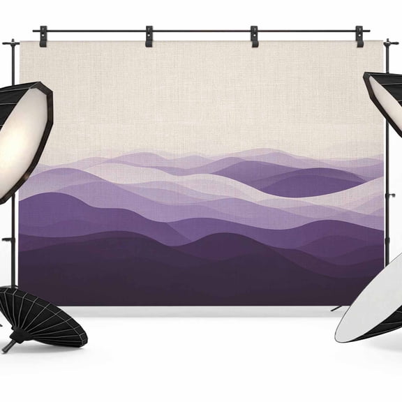 Purple Beige Ombre Backdrop for Photoshoot,Photography Photo Studio Background Wall Backdrop,Minimalist Ocean Waves Linen Back Drop Banner Panel for Portraits Wedding Party Live Streaming Decor 7x5Ft