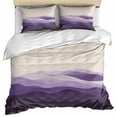 thumbnail image 1 of Purple Beige Ombre Bedding 3 Piece Duvet Cover Set Full Size, Minimalist Ocean Waves Linen Soft Microfiber Comforter Cover with Zipper Closure & Pillowcases, Wrinkle & FadeResistant Quilt Cover, 1 of 9