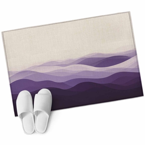 Purple Beige Ombre Large Area Rugs for Bedroom Living Room, Soft Non Slip Carpet Bedside Rug, Minimalist Ocean Waves Linen Rectangular Floor Cover Kitchen Accent Rug 2'x3' for Dining Room/Office