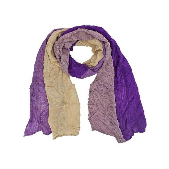 Purple & Beige Two-Tone Asymmetrical Wrinkled Scarf