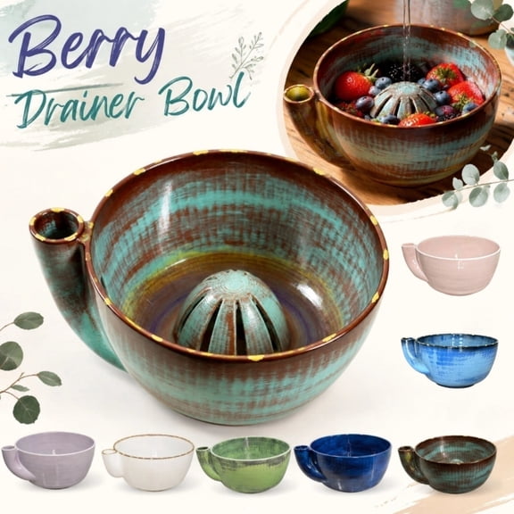 Automatic Berry Washing Bowl, Self Spinning Fruit Vegetable Washer with Drain, Vortex Cleaning Spinner for Strawberries Blueberries, Purple