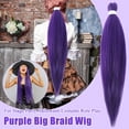 thumbnail image 1 of Purple Big Braid Wig Long Synthetic Hair Clip-in Ponytail Extension for Stage Party Halloween Cosplay Costume Role Play (1X, 26 inch), 1 of 7