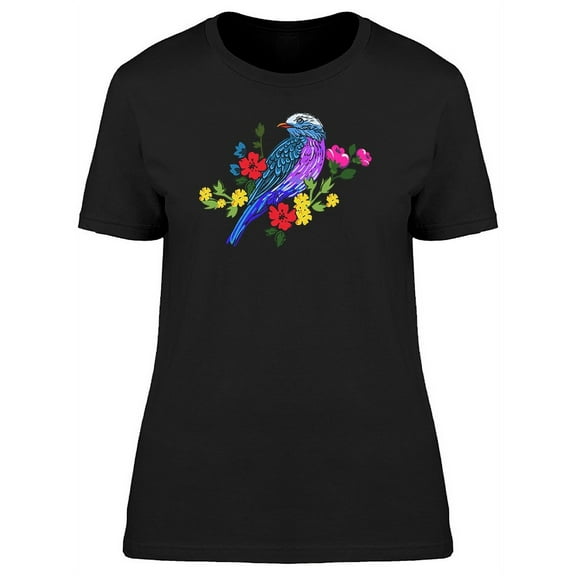 Purple Bird With Flowers T-Shirt Women -Image by Shutterstock, Female Small