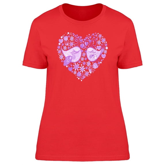 Purple Birds Flower Heart Tee Women's -Image by Shutterstock