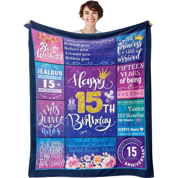Purple Birthday Blanket for Women 350gsmThrow Gifts for Wife Girlfriend Daughter Grandma Mom Birthday Gifts for Her Happy Birthday Gifts Decorations 50"x60"