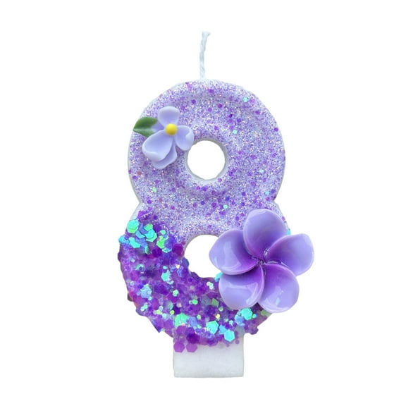Clearance Under $5 Purple Birthday Candles,Purple Daisy Flower Birthday Party Decorations,Purple Sequin Birthday Cake Toppers for Anniversary Party Celebration Supplies(#8 3*1.5in)