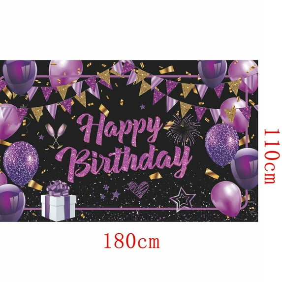 Purple Birthday Decorations Banner, Purple Happy Birthday Banner, Birthday Party Supplies Purple Photo Backdrop Background for Birthday Party Birthday Banner for Girl Celebration 70.8 x 43.3 Inch