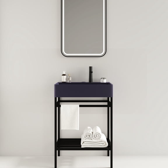 Purple & Black, 23.62" Depth - Strong and Resistant Basin, Towel Storage - Bathroom Updating - Practical and Functional