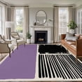 thumbnail image 1 of Purple Black Area Rugs 5'x8', Washable Small Throw Rugs for Classroom Bedroom, Farmhouse Striped Modern Abstract Art Indoor Outdoor Rug Non-Slip Low Pile Carpet Runner Reversible Floor Mats, 1 of 8