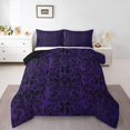 thumbnail image 1 of Purple Black Bowknot Comforter Set Antique Victorian Damask Down Comforter,Bowknot Bedding Sets Full,Vintage Floral Gothic Duvet Insert Exotic Flowers Bohemian Baroque Decor, 1 of 7